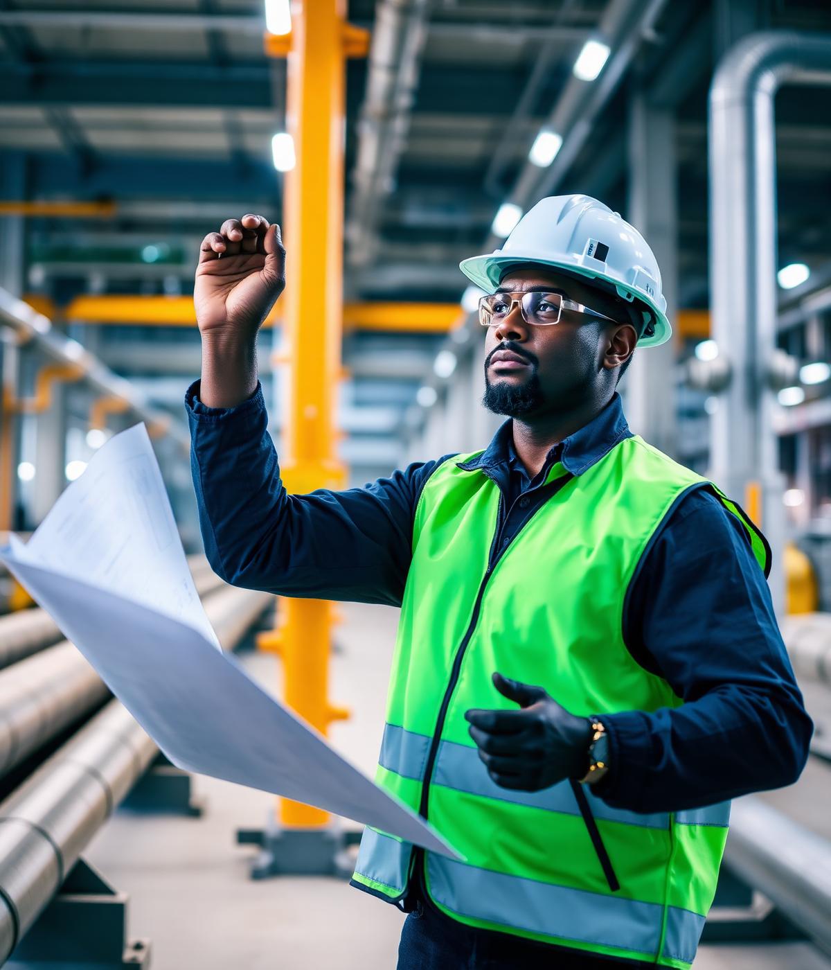 Engineer inspecting industrial pipeline